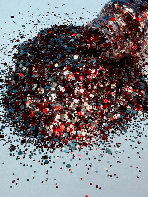 Roulette - Silver Black & Red Mini Chunky Mixed Glitter 7-5