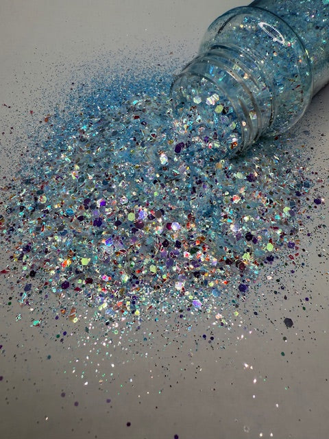 Ice Queen - Icey Blue Color Shift Mirror Glitter with Crushed Glass 7-4