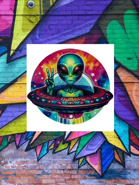 127. Tie Dye Alien Decal