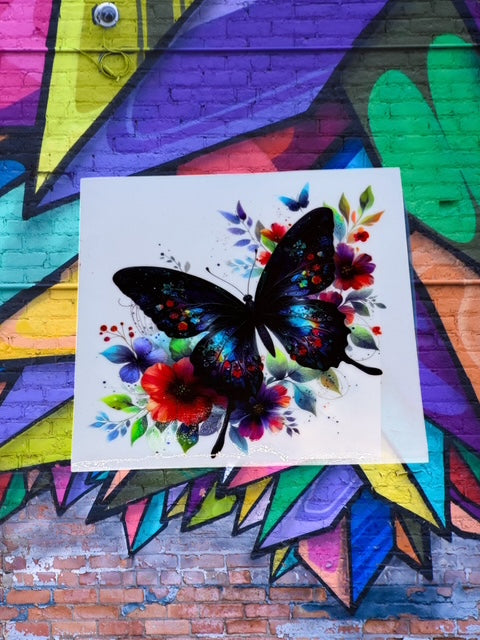 351. Dark Floral Butterfly Decal