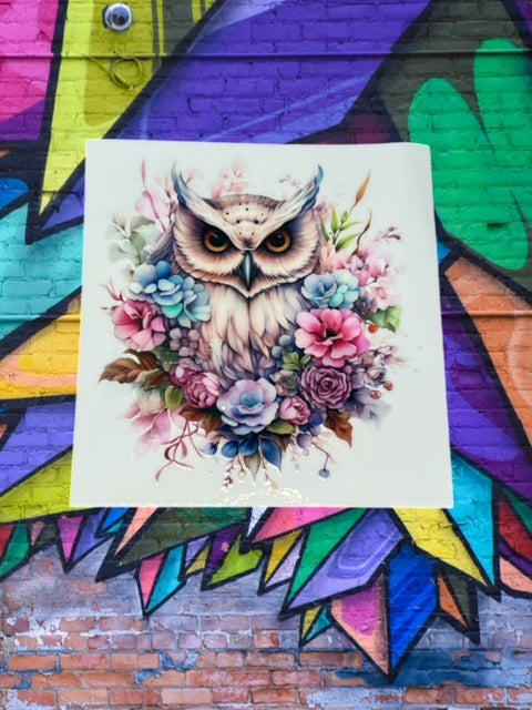 48. Floral Owl Decal