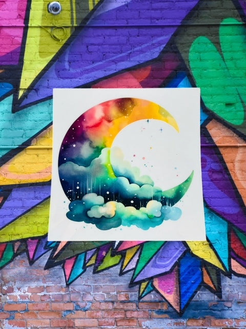 124. Watercolor Moon Decal