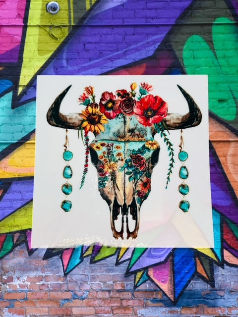 122. Scenic Cow Skull Decal