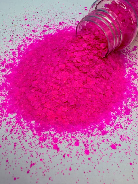 Azalea- Hot Pink Pearl Shimmer Chunky Mixed Glitter 8-6