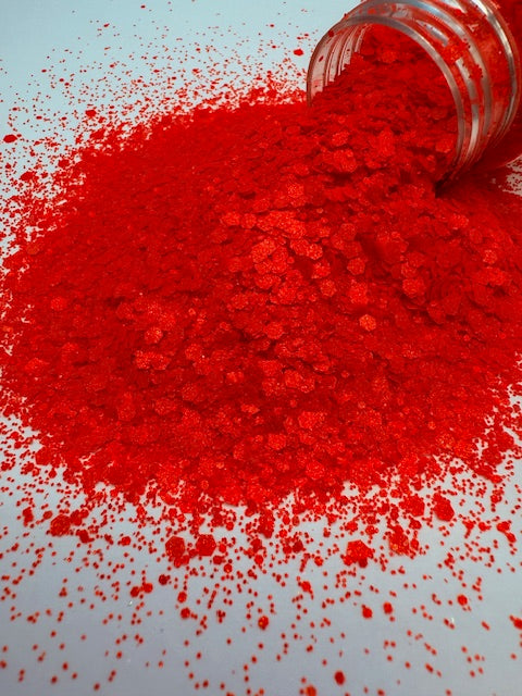 Flower Child-  Hot Coral Pearl Shimmer Chunky Mixed Glitter 8-5