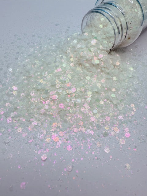 White Sands- White Pearl Shimmer Chunky Mixed Glitter