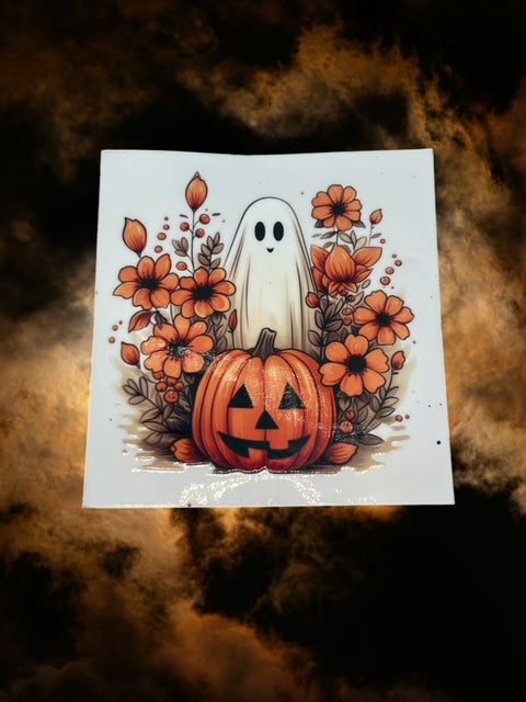 422. Ghost Pumpkin Floral Decal