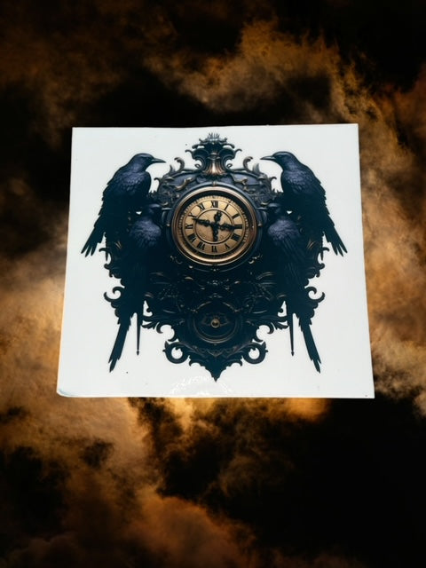 418. Black Crow Clock Decal