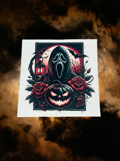 430. Ghost Face Pumpkin Decal