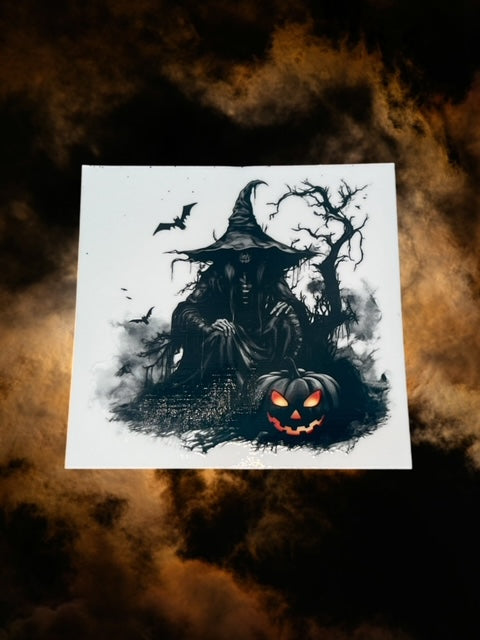 423. Creepy Witch and Pumpkin Decal