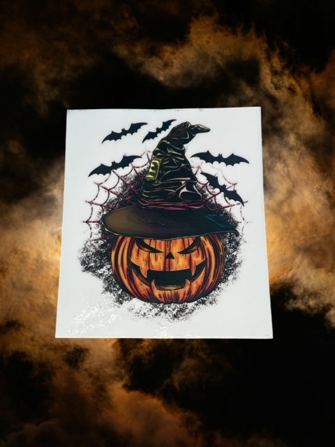 447. Pumpkin With Witch Hat Decal