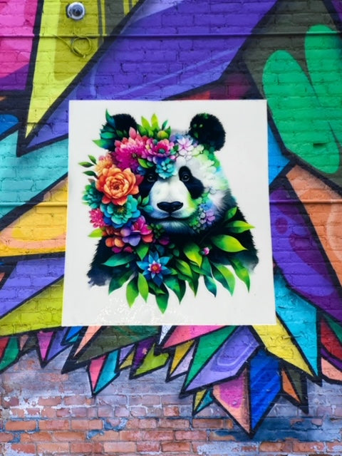 474. Floral Panda Decal