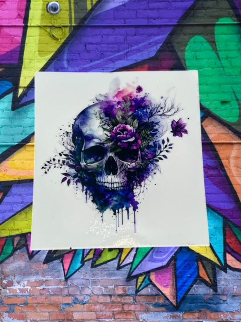 474. Purple Floral Skull Decal