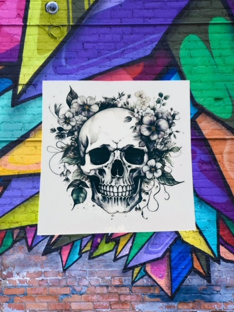 189. Floral Skull Decal