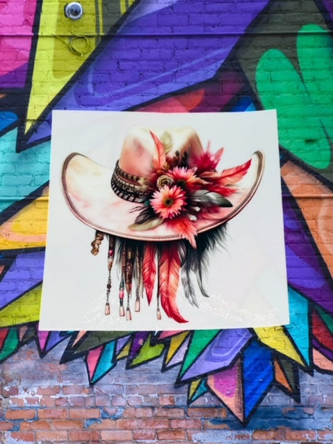 486. Boho Feather Hat Decal