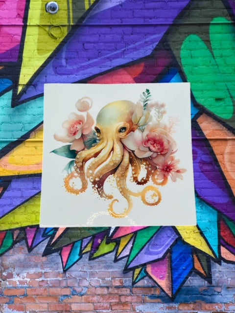 126. Floral Boho Octopus Decal