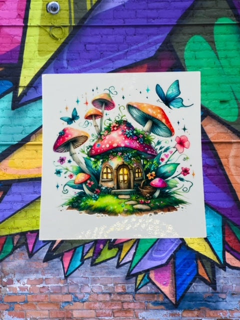 487. Mushroom Fairy House Decal